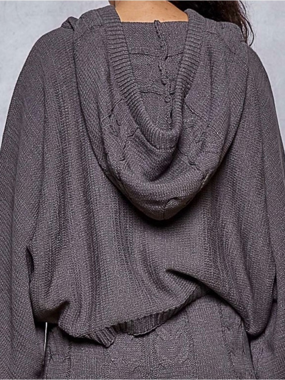 POL Charcoal Gray Cable-Knit Hoodie Sweater Set - Picture 5 of 10
